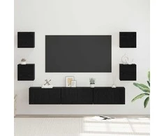 TV staliukas TV spintelių komplektas 7 pcs Juodas ąžuolas Apdirbta mediena