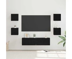 TV staliukas TV spintelių komplektas 6 pcs Juodas ąžuolas Apdirbta mediena