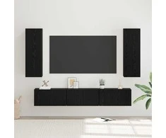 TV staliukas TV spintelių komplektas 5 pcs Juodas ąžuolas Apdirbta mediena