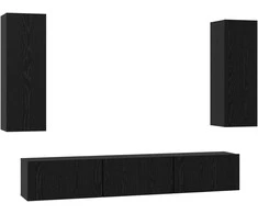 TV staliukas TV spintelių komplektas 5 pcs Juodas ąžuolas Apdirbta mediena