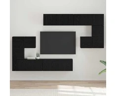 TV staliukas TV vienetai 4 pcs Juodas ąžuolas Apdirbta mediena