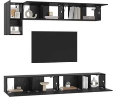 TV staliukas TV spintelių komplektas 5 pcs Juodas ąžuolas Apdirbta mediena