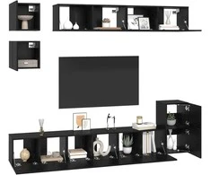 TV staliukas TV spintelių komplektas 8 pcs Juodas ąžuolas Apdirbta mediena