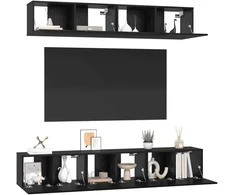 TV staliukas TV spintelių komplektas 5 pcs Juodas ąžuolas Apdirbta mediena
