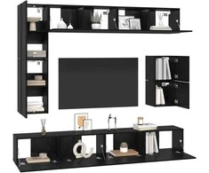 TV staliukas TV spintelių komplektas 8 pcs Juodas ąžuolas Apdirbta mediena