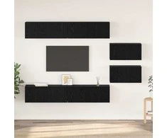 TV staliukas TV spintelių komplektas 6 pcs Juodas ąžuolas Apdirbta mediena