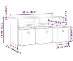 TV staliukas Žemas stalas su stalčių Betono pilka 87 x 27,5 x 43 cm