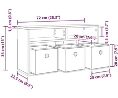 TV staliukas Žemas stalas su stalčių Juodas ąžuolas 72 x 22,5 x 38 cm