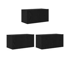 TV staliukas TV spintelių komplektas 3 pcs Juoda 60 x 30 x 30 cm