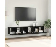 TV staliukas TV spintelių komplektas 3 pcs Juoda 60 x 30 x 30 cm