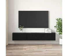 TV staliukas TV spintelių komplektas 3 pcs Juoda 60 x 30 x 30 cm