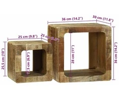 TV vienetai 2 vnt. Ruda 36 x 30 x 36 cm Kietas mango medis