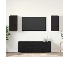 TV staliukas Sieninis televizoriaus stovas 2 pcs Juodas ąžuolas