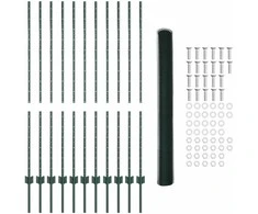 Hexagonal Fence with Post 25 x 1,4 m PVC dengtas plienas Žalia