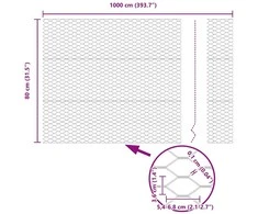 Hexagonal Fence with Post 10 x 0,8 m PVC dengtas plienas Pilka