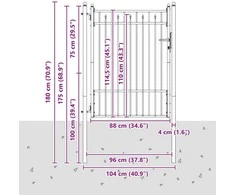 Tvora vartai BAARLO 100 x 125 cm Užrakintas Metalas Juoda