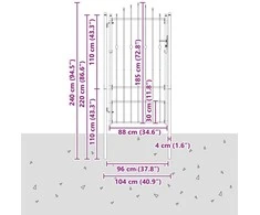 Tvora vartai ASTEN 100 x 175 cm Metalas Juoda Užrakintas