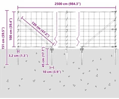 Suvirintas vielinis tvoras su smailiais galais 25 x 1 m