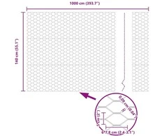 Hexagonal Fence with Post 10 x 1,4 m PVC dengtas plienas Pilka
