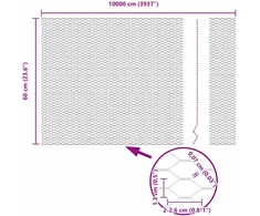 Heksagonalinė tvoros tvirtinimo sistema 100 x 0,6 m Pilka