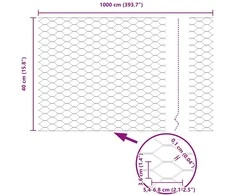 Hexagonal Fence with Post 10 x 0,4 m PVC dengtas plienas Žalia