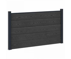 Tvoros plokštė 2 pcs WPC ir aliuminis Juoda
