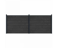 Tvoros plokštė 2 pcs WPC ir aliuminis Juoda