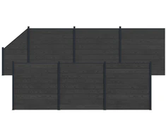 Tvoros plokštė 7 pcs WPC ir aliuminis Juoda