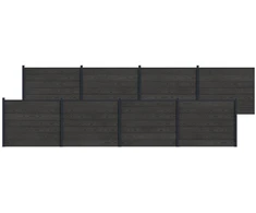 Tvoros plokštė 8 pcs WPC ir aliuminis Juoda