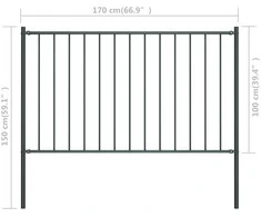 Tvoros plokštė su stulpais, antracito spalvos, 1,7x1m, plienas