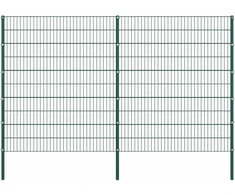 Tvoros plokštė su stulpais, geležinė, 349x200 cm, žalia