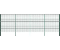 Tvoros plokštė su stulpais, geležinė, 867x200cm, žalia