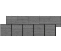 Tvoros rinkinys 1737 x 186 cm WPC ir aliuminis Pilka