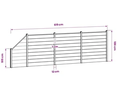 Tvoros rinkinys 619 x 186 cm WPC ir aliuminis Pilka