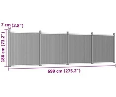 Tvoros segmentas, pilkos spalvos, 699x186cm, WPC