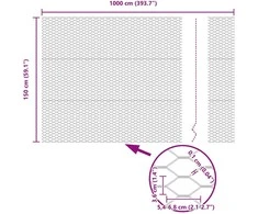 Hexagonal Fence with Post 10 x 1,5 m PVC dengtas plienas Pilka