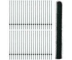 Hexagonal Fence with Post 100 x 1,4 m PVC dengtas plienas Žalia