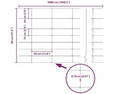 Lauko laukinė tvora su stulpais 50 x 0,8 m Sidabrinė Tinklelis