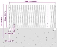 Hexagonal Fence with Post 50 x 0,8 m PVC dengtas plienas Pilka