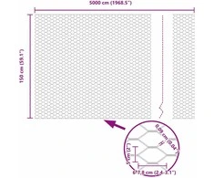 Hexagonal Fence with Post 50 x 1,5 m PVC dengtas plienas Pilka
