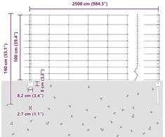 Lauko laukinė tvora su stulpais 25 x 1 m Galvanizuotas plienas