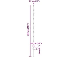 Įmontuotas tvoros stulpas 11 vnt. Pilka 200 cm