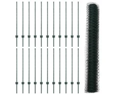 Hexagonal Fence with Post 50 x 1 m PVC dengtas plienas Žalia