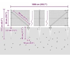 Suvirintas vielinis tvoras su smailiais galais 10 x 0,5 m Pilka