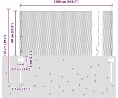 Hexagonal Fence with Post 25 x 0,6 m PVC dengtas plienas Pilka