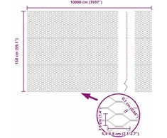 Hexagonal Fence with Post 100 x 1,5 m PVC dengtas plienas Pilka