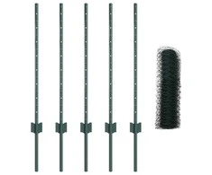 Hexagonal Fence with Post 10 x 0,8 m PVC dengtas plienas Žalia