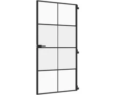 Vidaus durys, juodos, 102,5x201,5cm, stiklas ir aliuminis