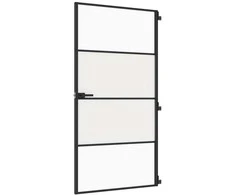 Vidaus durys, juodos, 102,5x201,5cm, stiklas ir aliuminis
