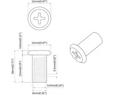 Užrakto veržlė 12 vnt. Nikelio M6 x 15 mm Plienas